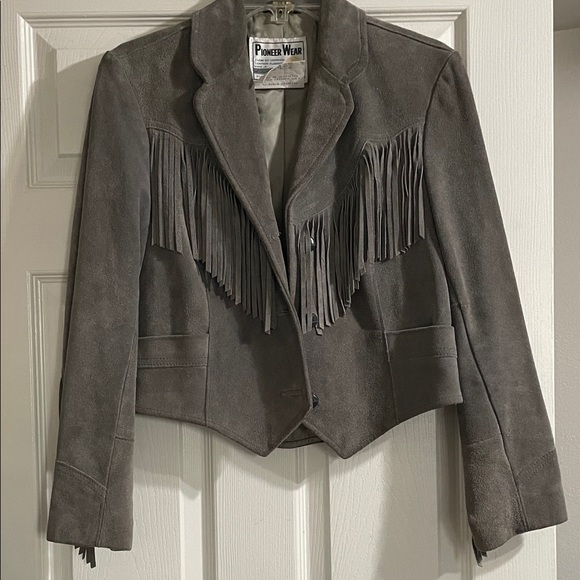 PIONEER Jackets & Blazers - PIONEER Gray Suede Fringe Western Jacket